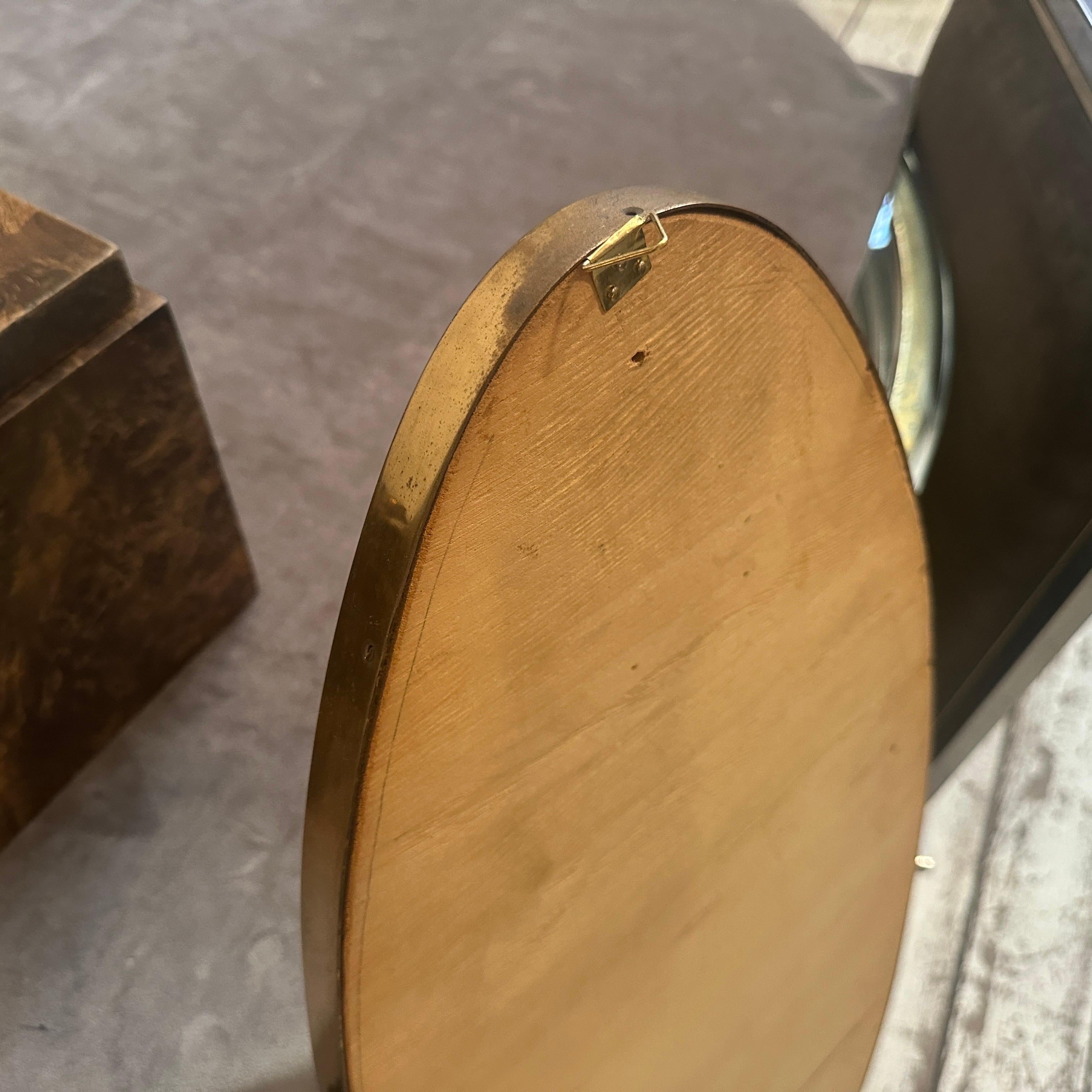 1950s Gio Ponti Style Mid-Century Modern Brass Italian Long Oval Wall Mirror For Sale 2