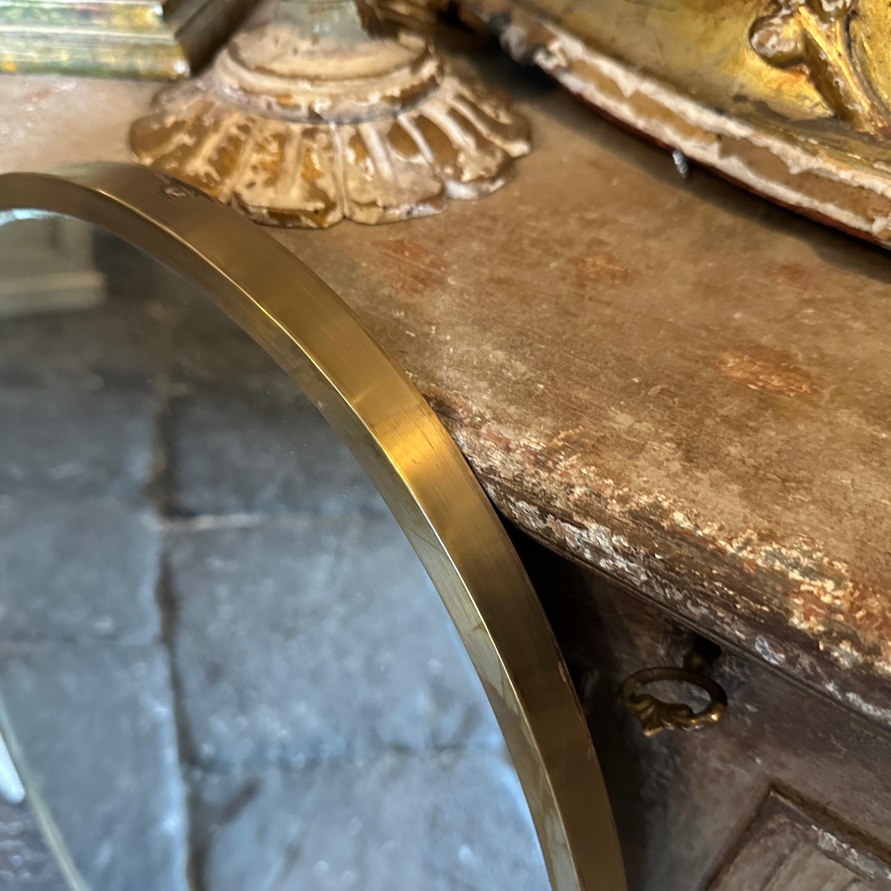 1950er Gio Ponti Stil Mid-Century Modern Messing Italienisch Oval Wandspiegel im Zustand „Gut“ im Angebot in Aci Castello, IT