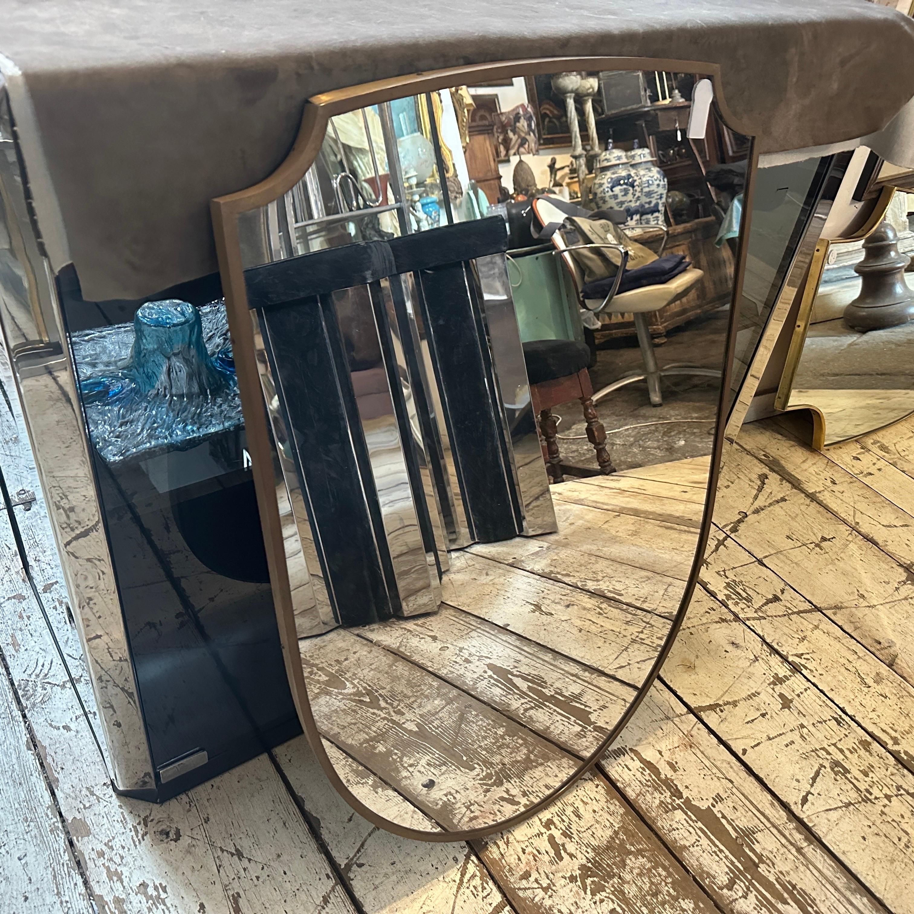 Italienischer Schilfrohr-Wandspiegel im Gio Ponti-Stil aus Messing, Mid-Century Modern, 1950er Jahre im Angebot 5