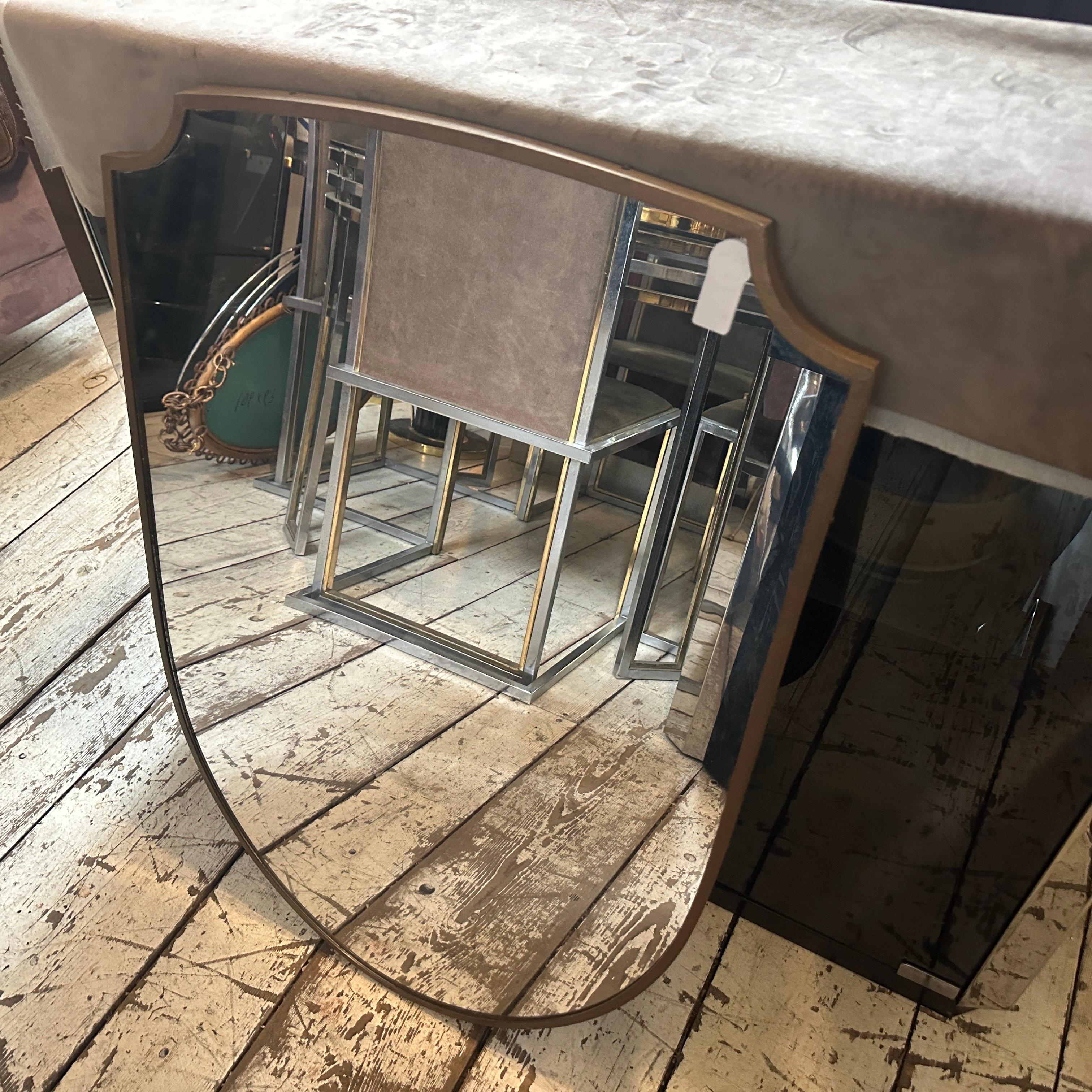 Italienischer Schilfrohr-Wandspiegel im Gio Ponti-Stil aus Messing, Mid-Century Modern, 1950er Jahre (20. Jahrhundert) im Angebot