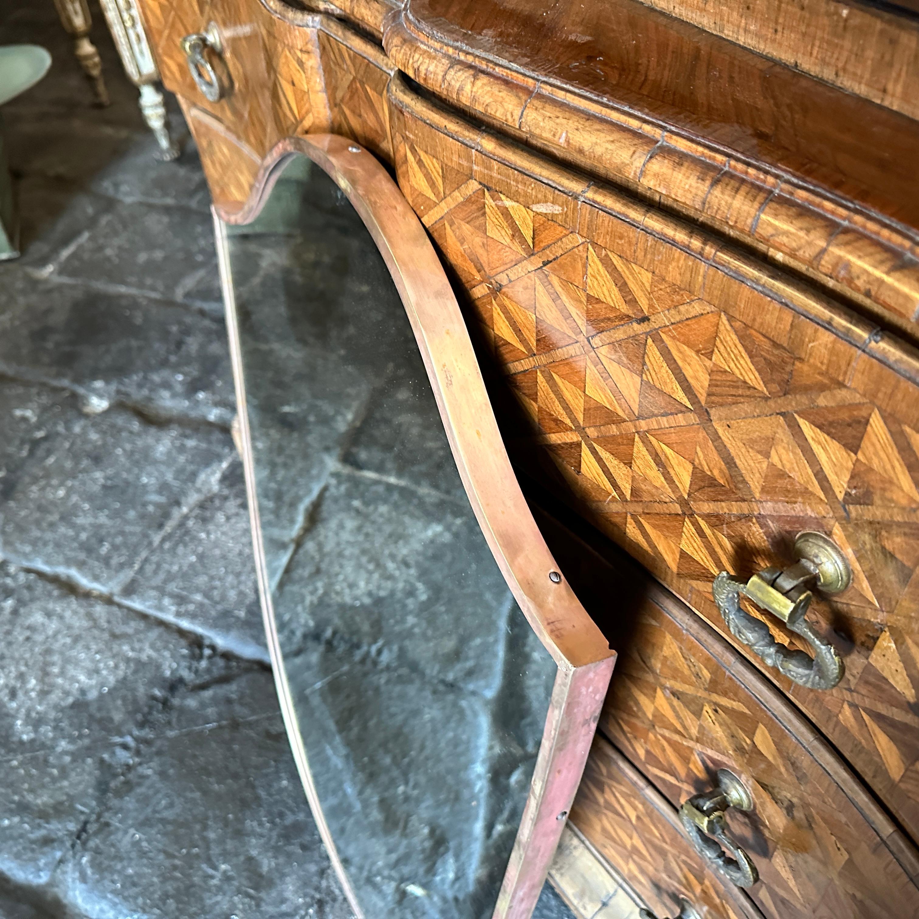 1950s Gio Ponti Style Mid-Century Modern Brass Italian Shield Wall Mirror 2