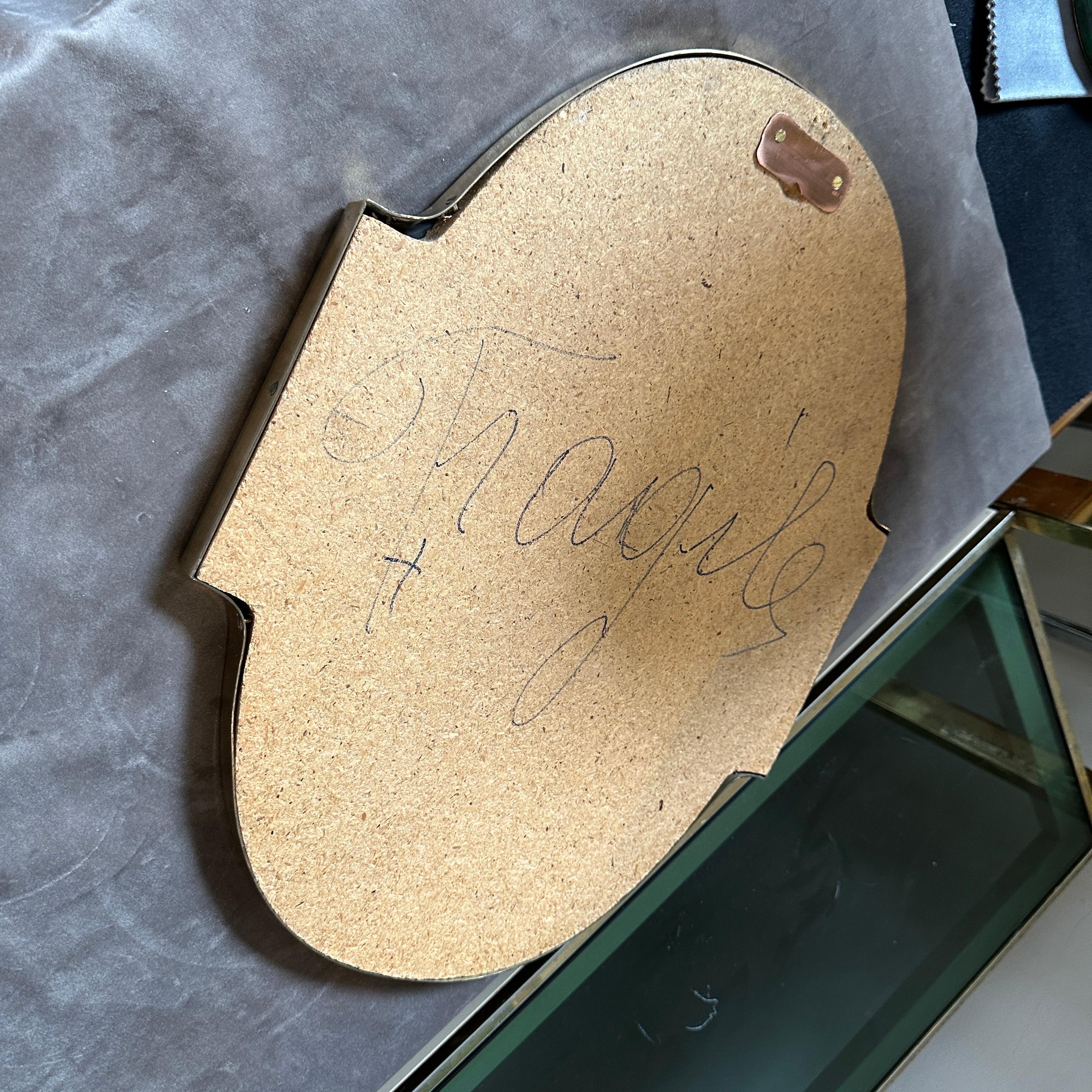 1950s Giò Ponti Style Mid-Century Modern Brass Italian Shield Wall Mirror For Sale 5