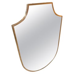 gio shield 1950s Gio Ponti Style Mid-Century Modern Brass Italian Shield Wall Mirror