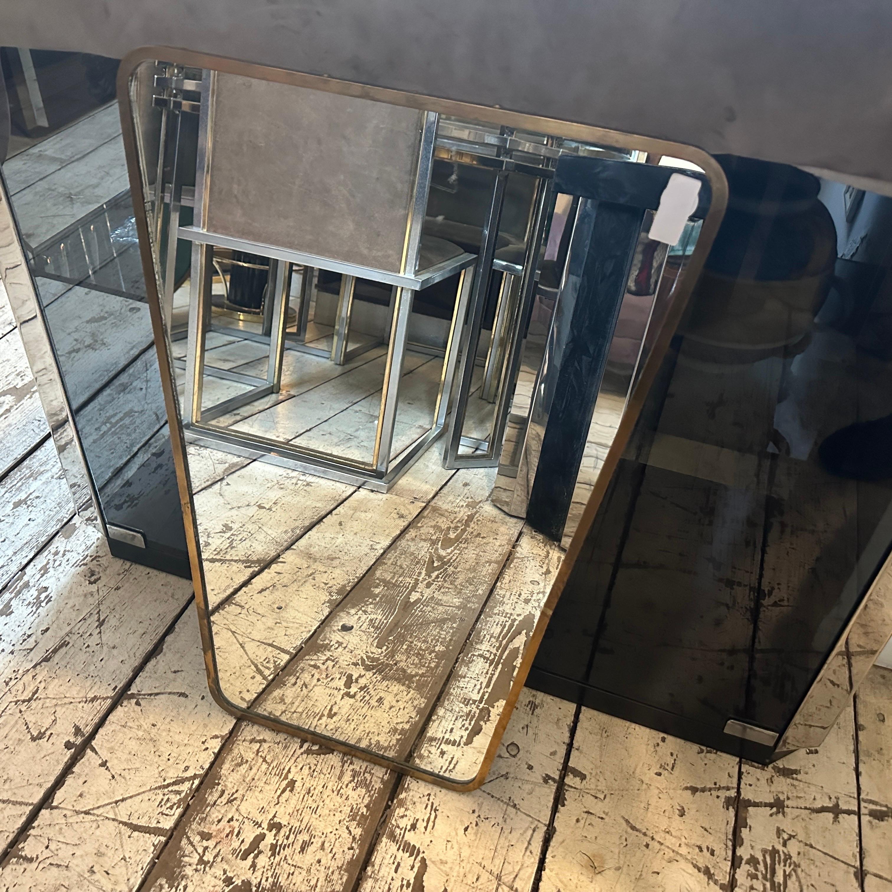 1950s Gio Ponti Style Mid-Century Modern Brass Italian Wall Mirror For Sale 5