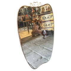 1950s Gio Ponti Style Mid-Century Modern Brass Italian Wall Mirror
