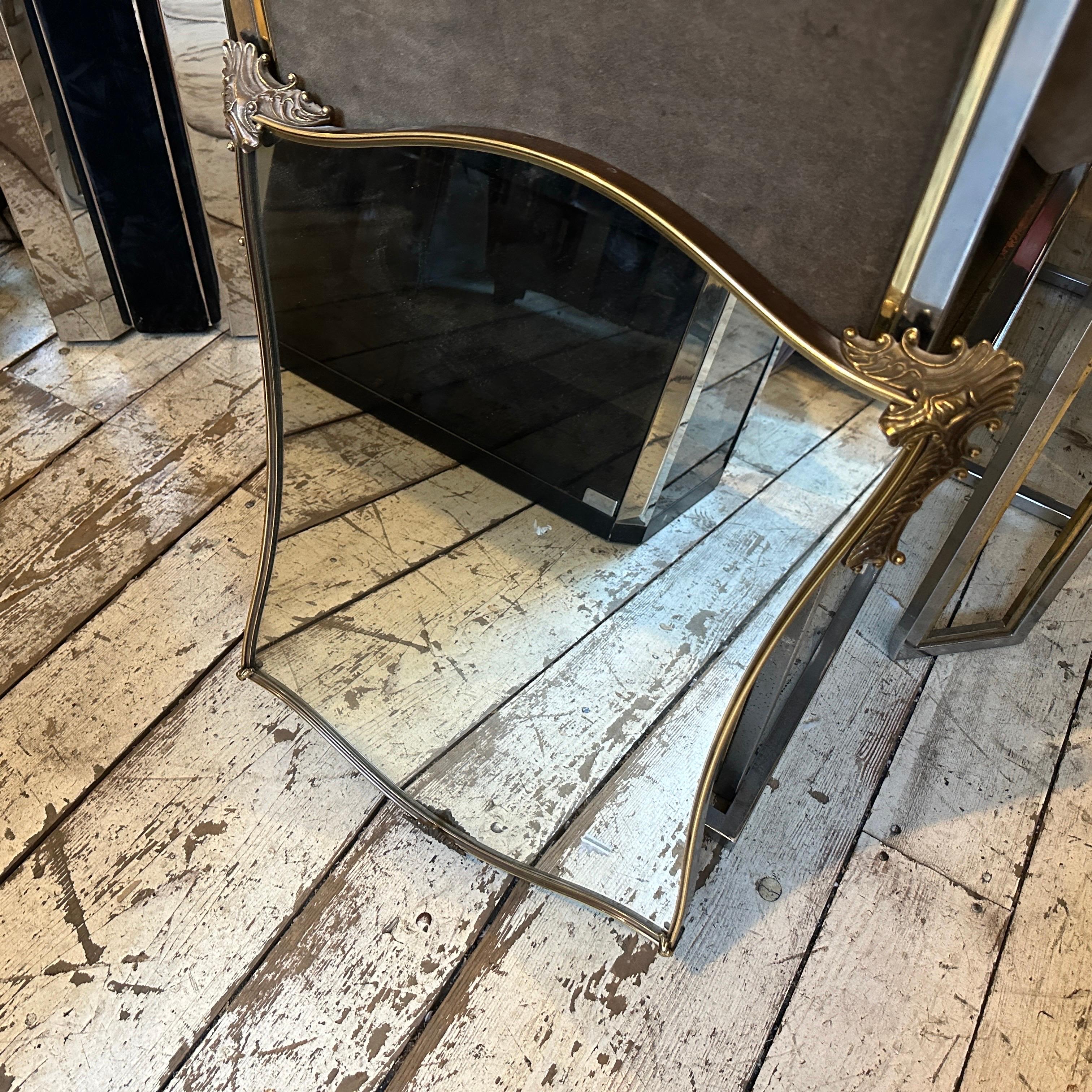 20ième siècle Miroir mural italien en laiton de style Gio Ponti, mi-siècle moderne, années 1950 en vente