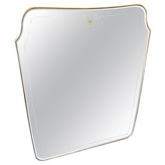 1950s Giò Ponti Style Mid-Century Modern Brass Italian Wall Mirror