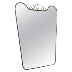 1950s Gio Ponti Style Mid-Century Modern Brass Italian Wall Mirror