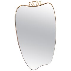 1950s Gio Ponti Style Mid-Century Modern Brass Italian Wall Mirror