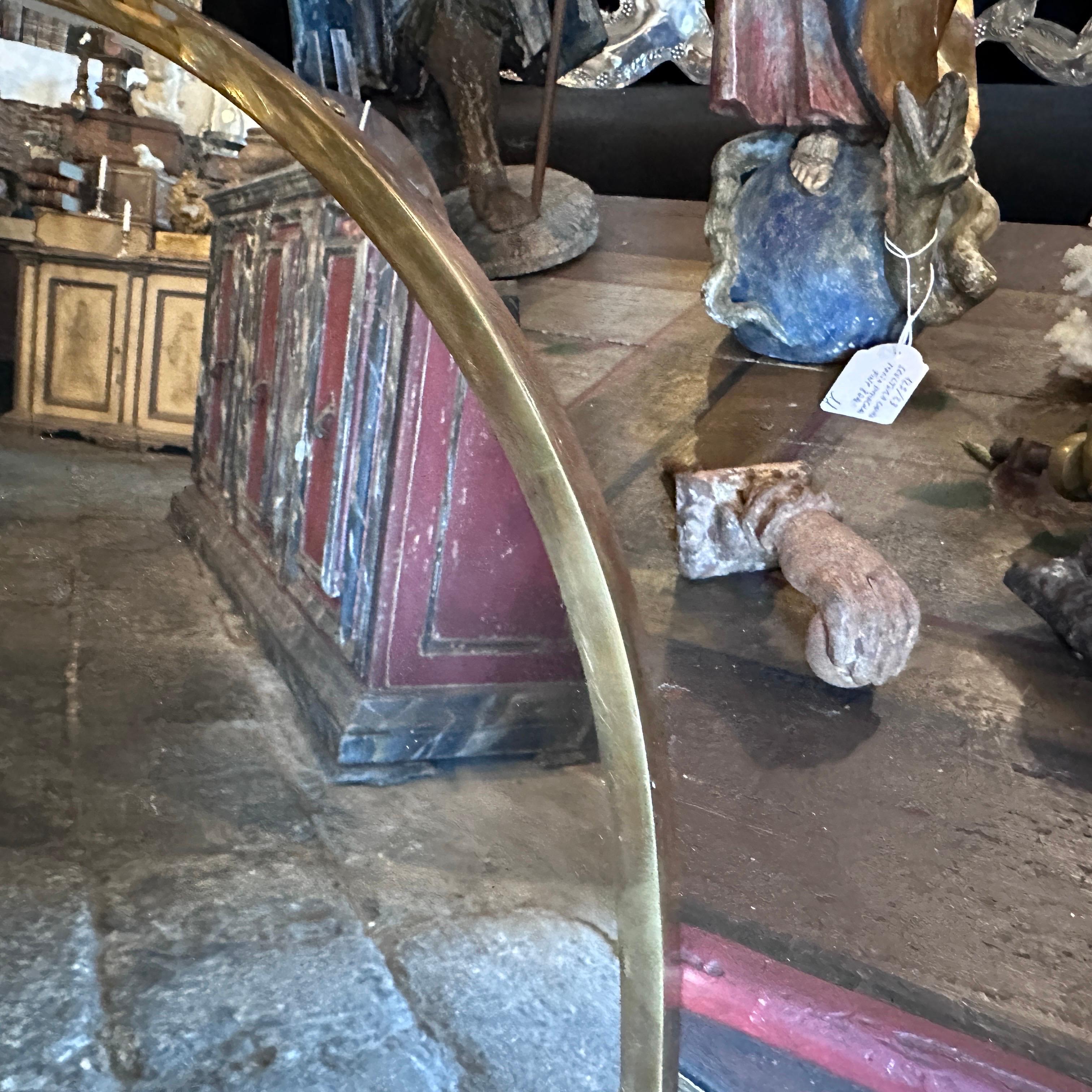 1950s Gio Ponti Style Mid-century Modern Brass Oval Shaped Italian Wall Mirror 1