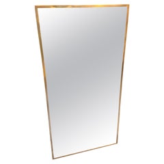 1950s Gio Ponti Style Mid-Century Modern Brass Rectangular Italian Wall Mirror