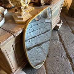 1950s Gio Ponti Style Mid-century Modern Brass Shield Shaped Wall Mirror