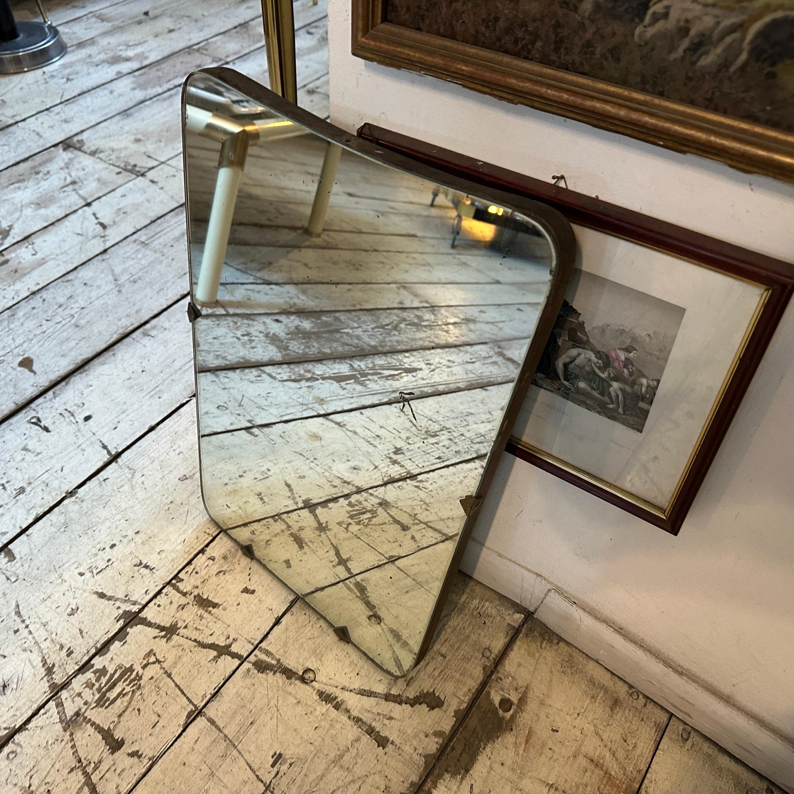 Hand-Crafted 1950s Mid-Century Modern Italian Wall Mirror For Sale