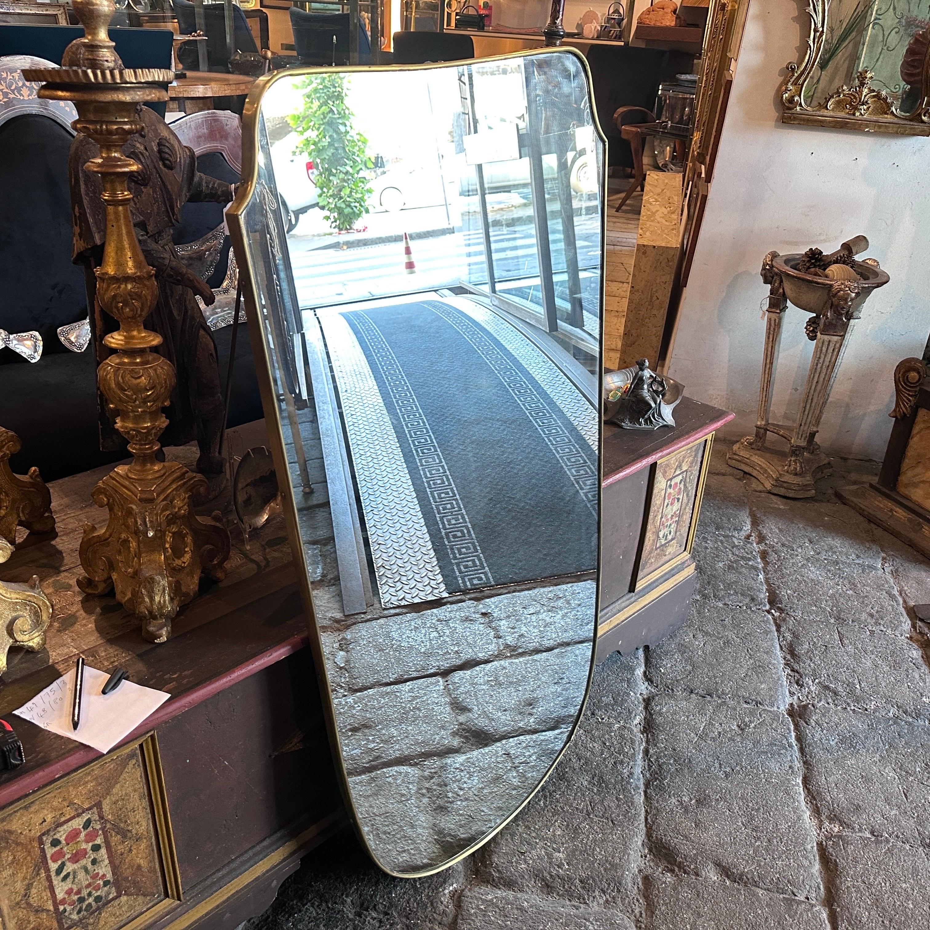 20th Century 1950s Gio Ponti Style Mid-Century Modern Shield Shaped Italian Big Wall Mirror