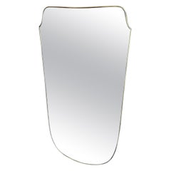 1950s Gio Ponti Style Mid-Century Modern Shield Shaped Italian Big Wall Mirror