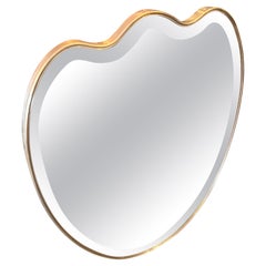1950s Gio Ponti Style Mid-Century Modern Solid Brass Heart Shaped Wall Mirror