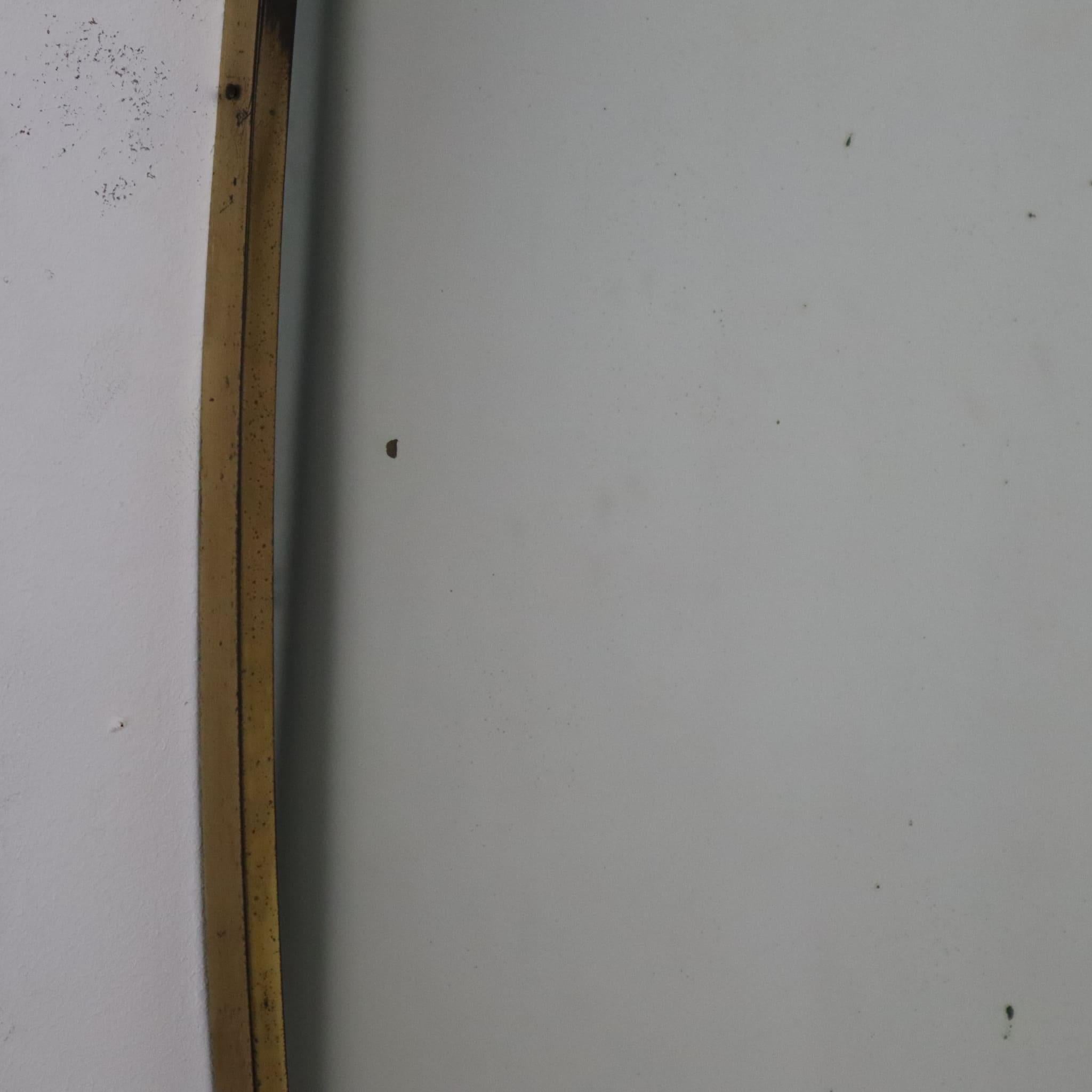 Miroir mural ovale italien en laiton massif, style Gio Ponti, années 1950, Mid-Century Modern en vente 5