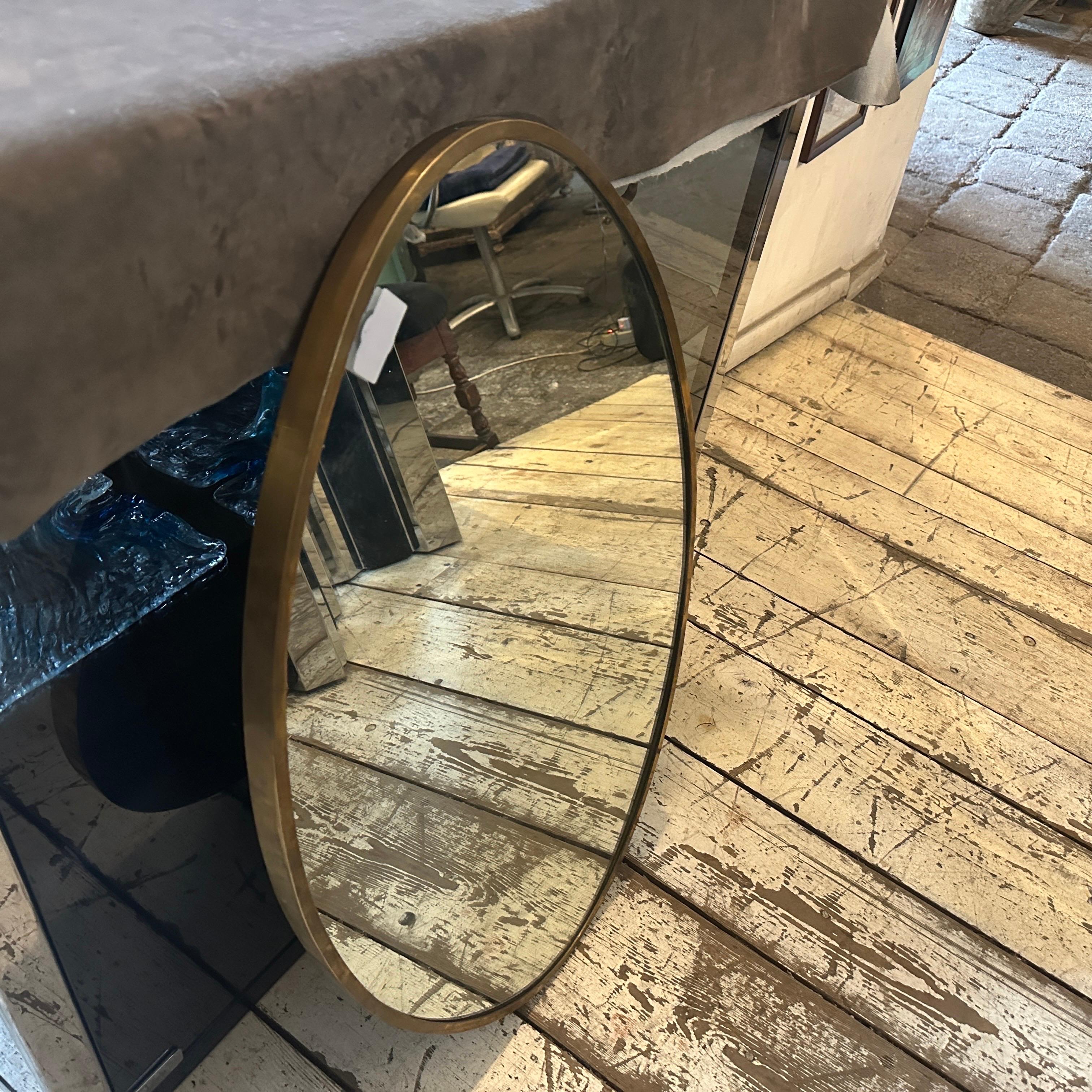 Miroir mural ovale italien en laiton massif, style Gio Ponti, années 1950, Mid-Century Modern en vente 5