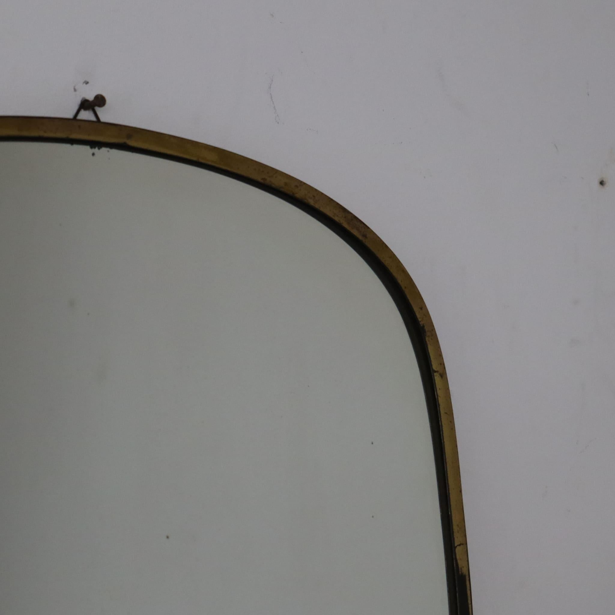 Miroir mural ovale italien en laiton massif, style Gio Ponti, années 1950, Mid-Century Modern en vente 2