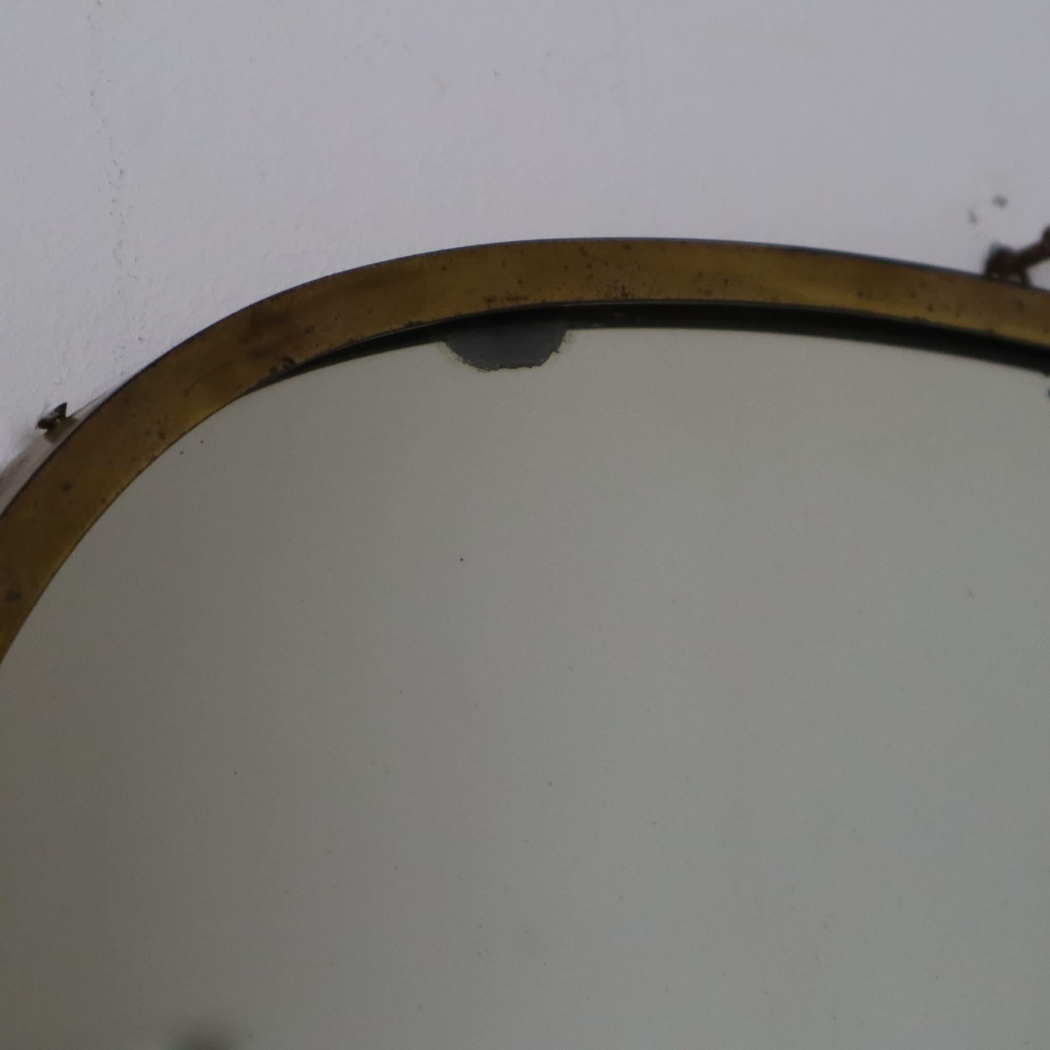 Miroir mural ovale italien en laiton massif, style Gio Ponti, années 1950, Mid-Century Modern en vente 3