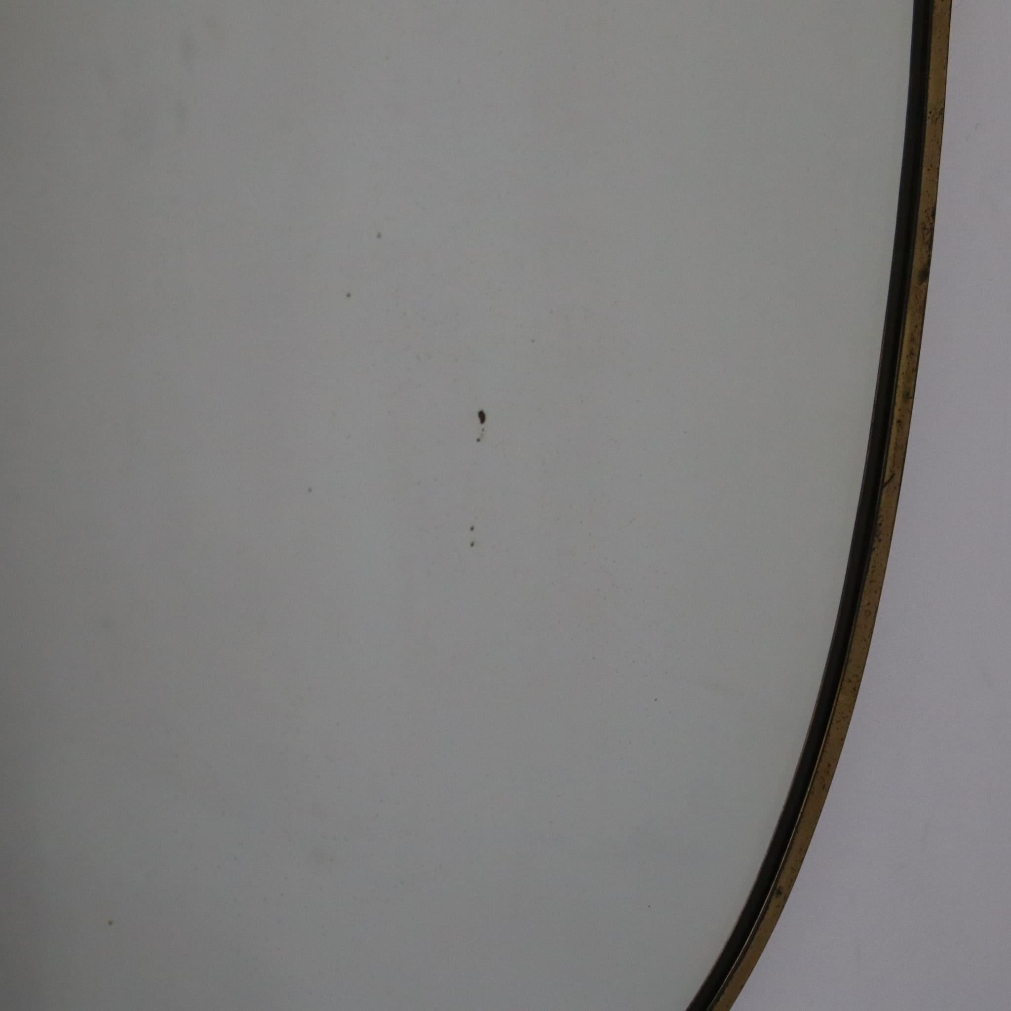 Miroir mural ovale italien en laiton massif, style Gio Ponti, années 1950, Mid-Century Modern en vente 4
