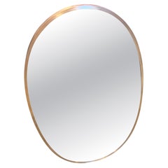 1950er Gio Ponti Stil Mid-Century Modern Massiv Messing Italienisch Oval Wandspiegel