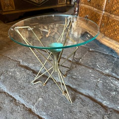 Table basse ronde italienne en laiton massif, style Gio Ponti, années 1950, Mid-Century Modern
