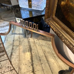 1950s Gio Ponti Style Mid-Century Modern Solid Brass Shield Shaped Wall Mirror