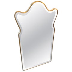 1950s Gio Ponti Style Mid-Century Modern Solid Brass Well Shaped Wall Mirror