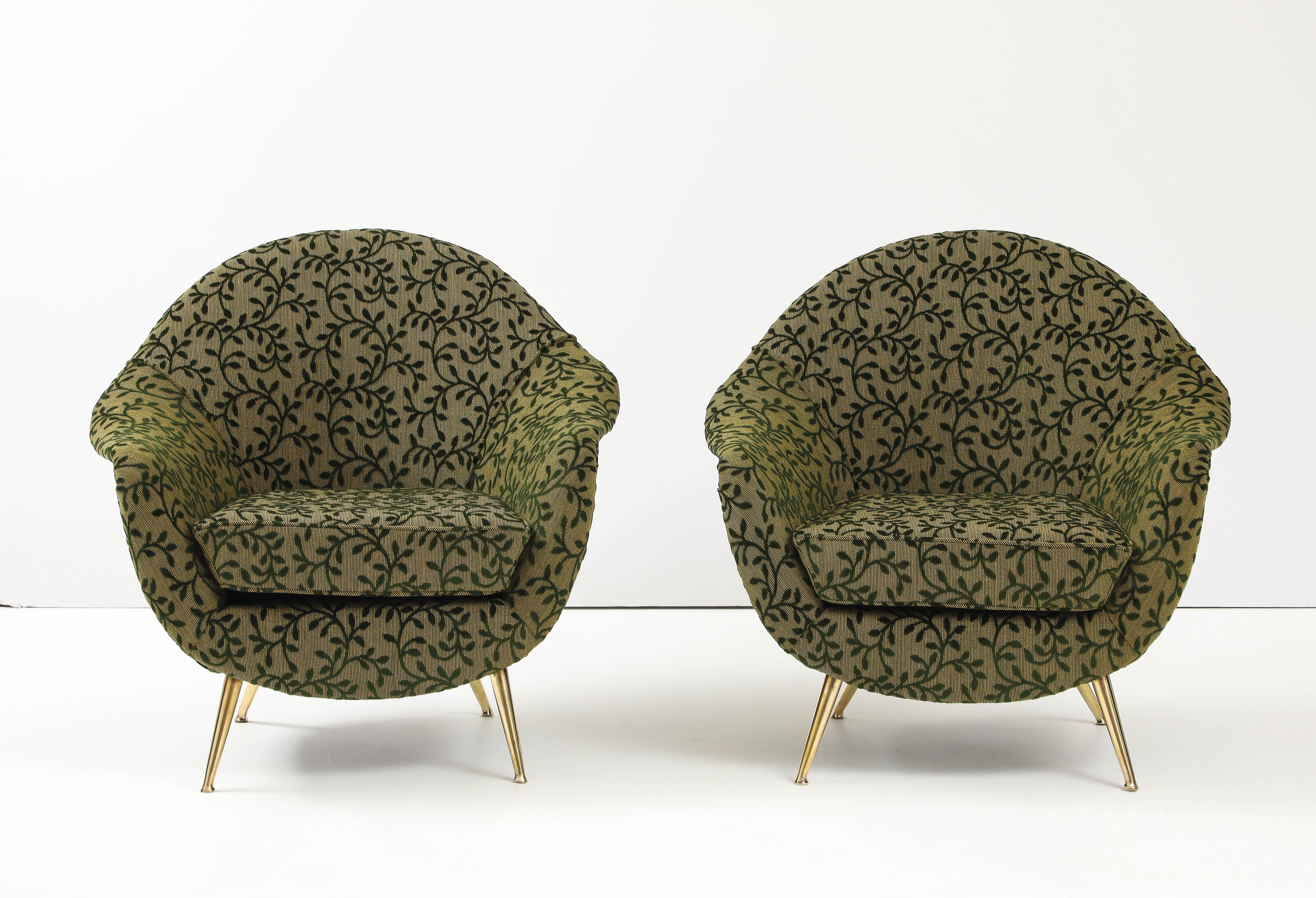 Sedie da salotto italiane moderniste in stile Gio Ponti degli anni '50 con rivestimento in velluto in vendita 4