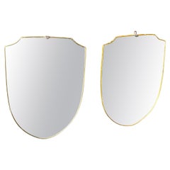 1950s Giò Ponti Style Set of Two Mid-Century Modern Italian Brass Wall Mirrors