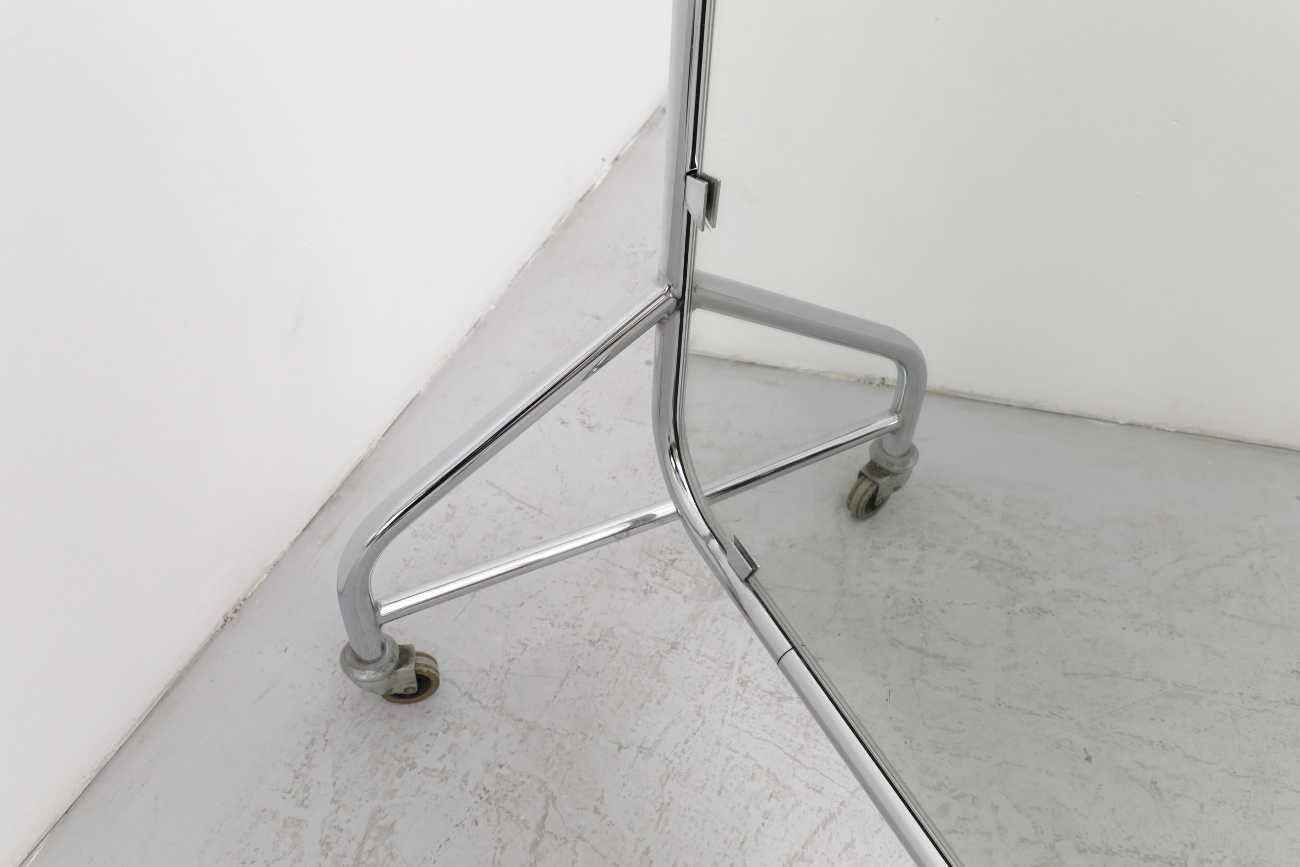 1950's Gispen Chrome Standing Mirror with Wheels 5