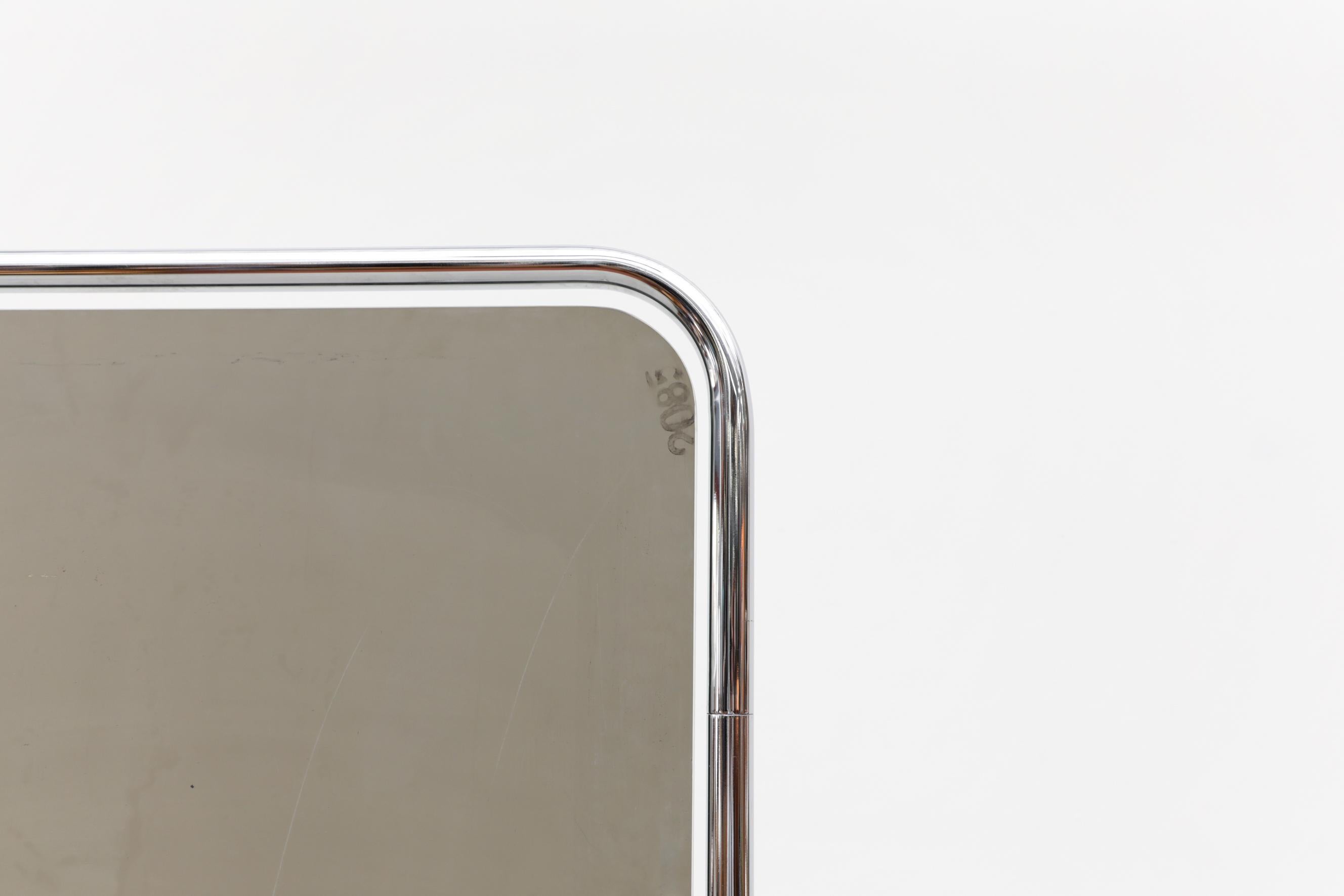 1950's Gispen Chrome Standing Mirror with Wheels In Good Condition In Los Angeles, CA