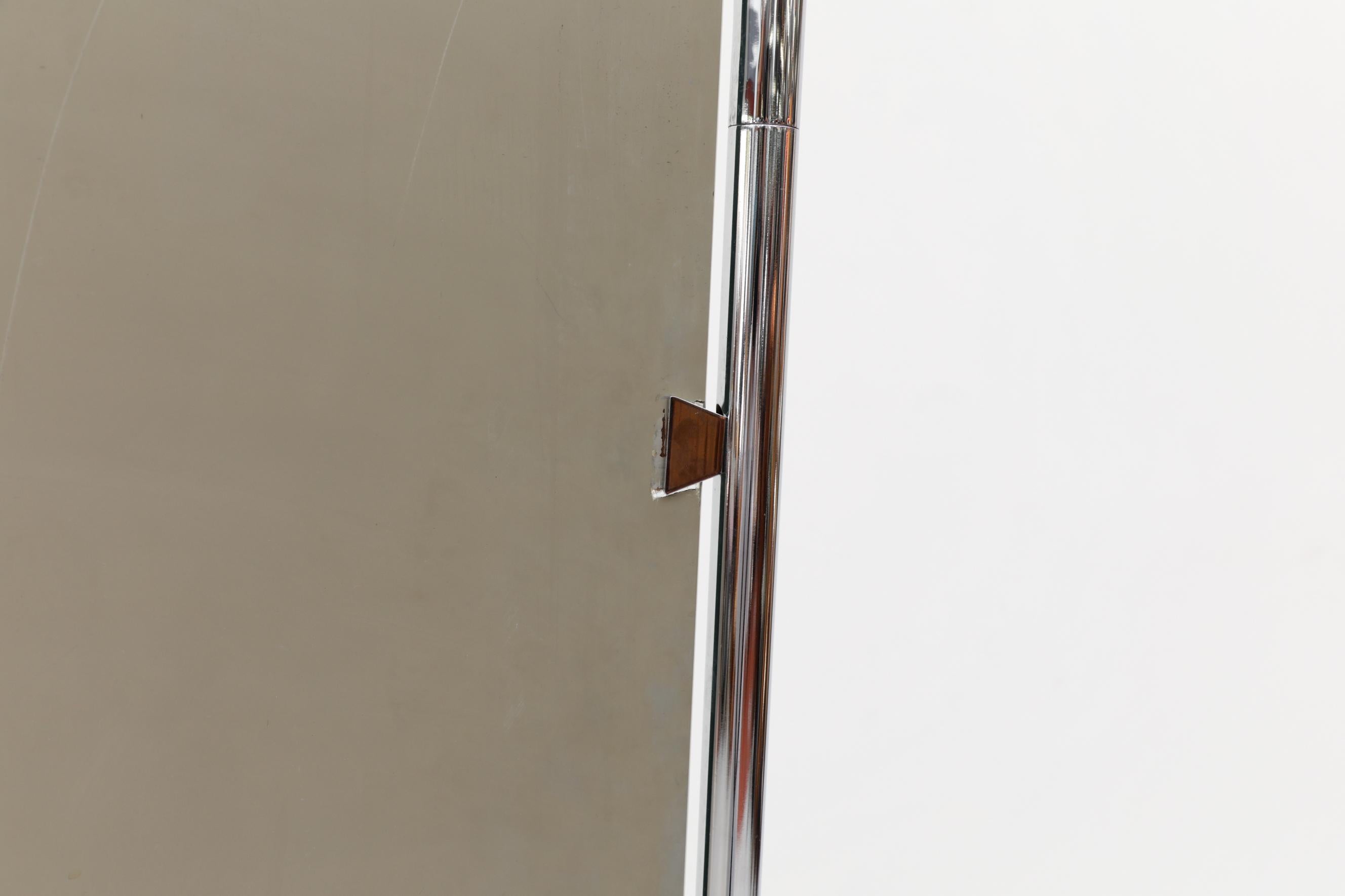 Mid-20th Century 1950's Gispen Chrome Standing Mirror with Wheels