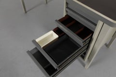 1950s Gispen Industrial School Desk, Enameled Metal, Seven Drawers