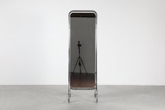 1950s Gispen Style Tubular Chrome Full-Length Rolling Mirror