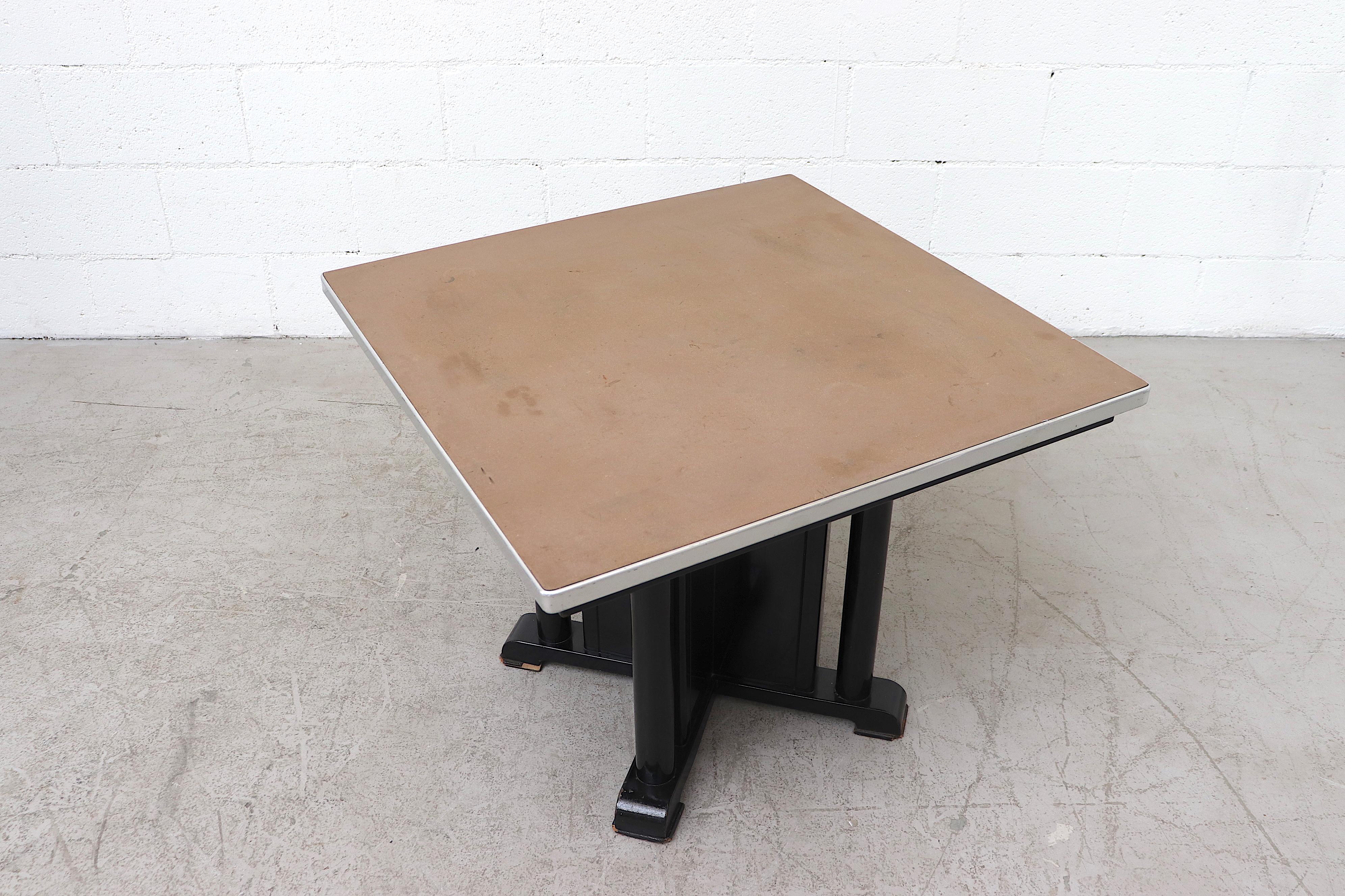 Mid-Century Modern 1950s Gispen 'Toe' Beige and Black Industrial Side Tables For Sale