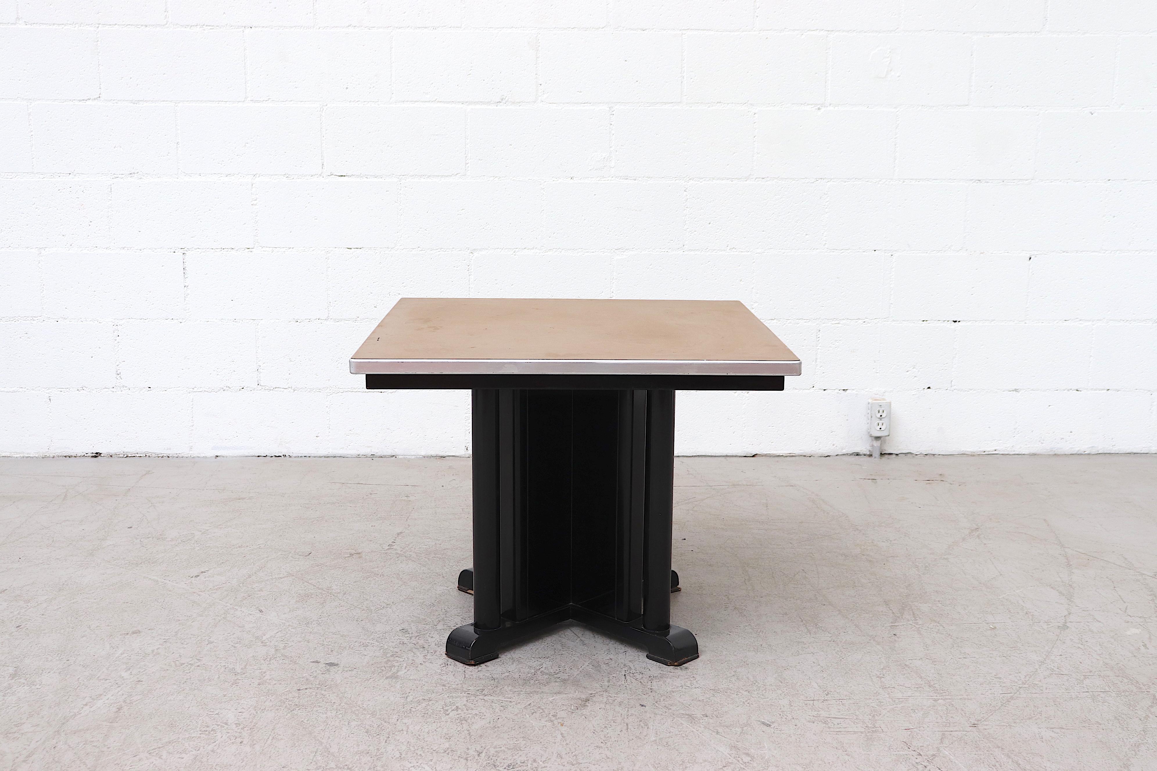 Dutch 1950s Gispen 'Toe' Beige and Black Industrial Side Tables For Sale