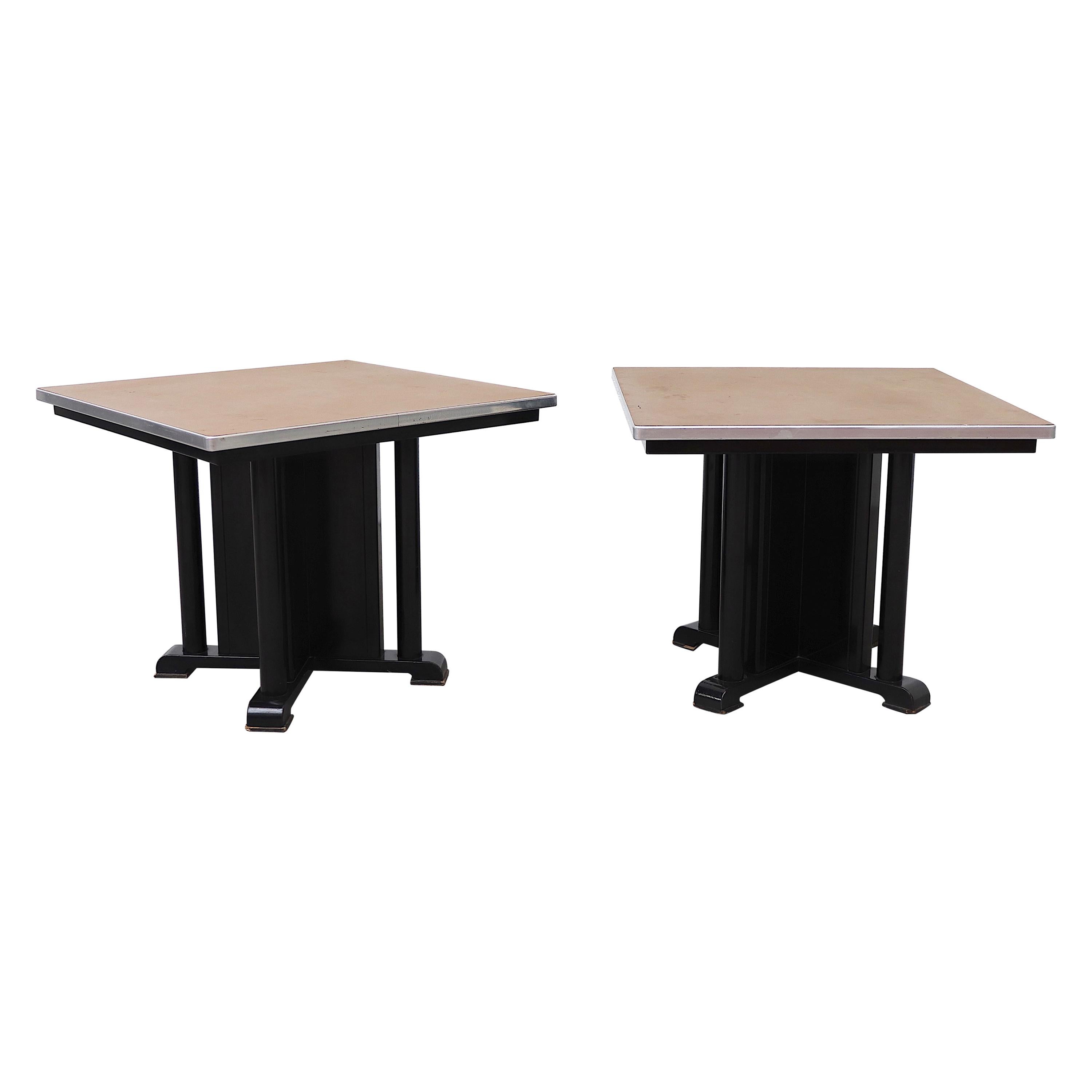 Gispen 'Toe' Industrieller Beistelltisch in Beige und Schwarz, 1950er Jahre im Angebot