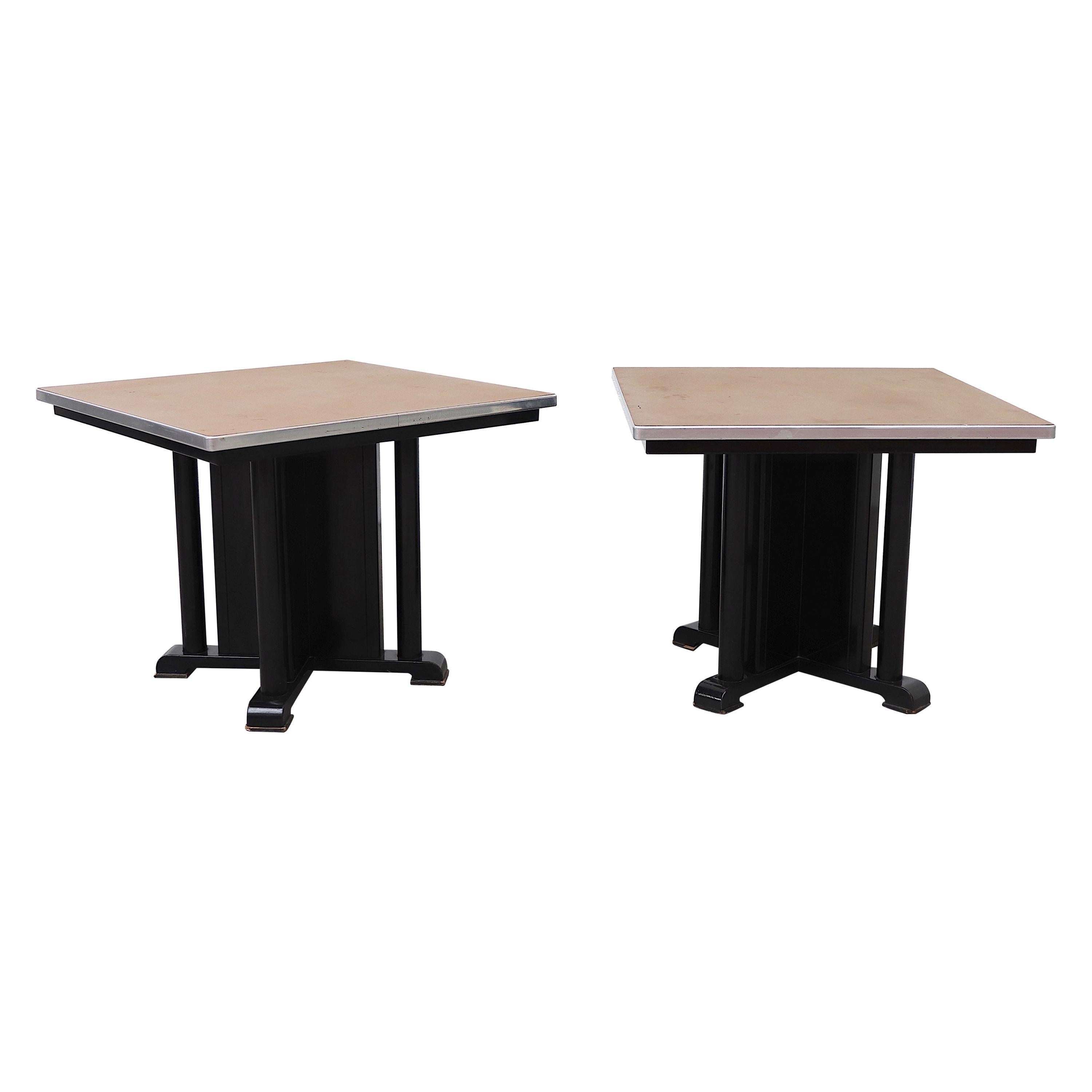 Tables d'appoint industrielles beige et noir Gispen des années 1950