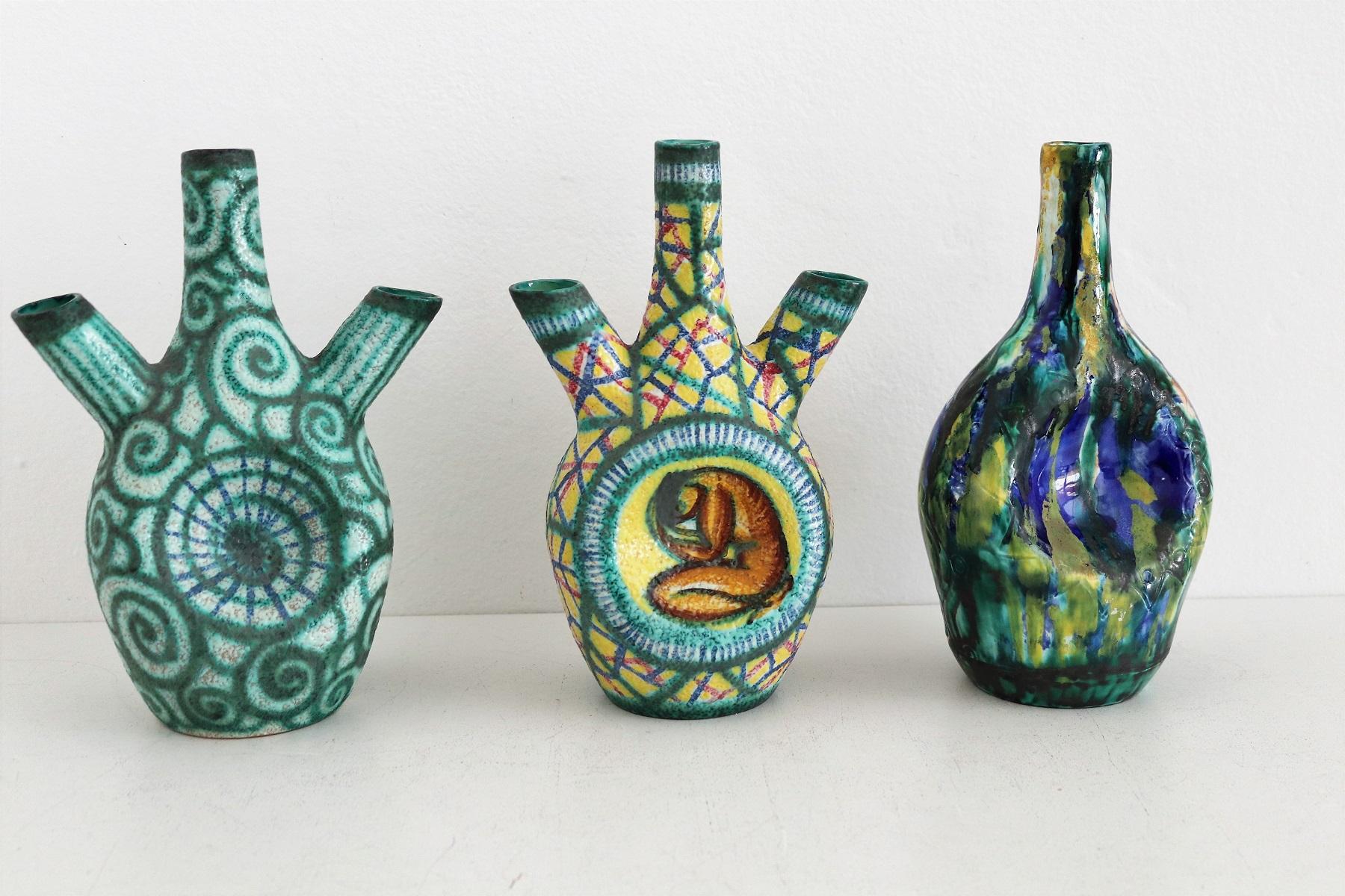 1950s Giuseppe Barile Albisola Italian Midcentury Modern Pottery Vase For Sale 3