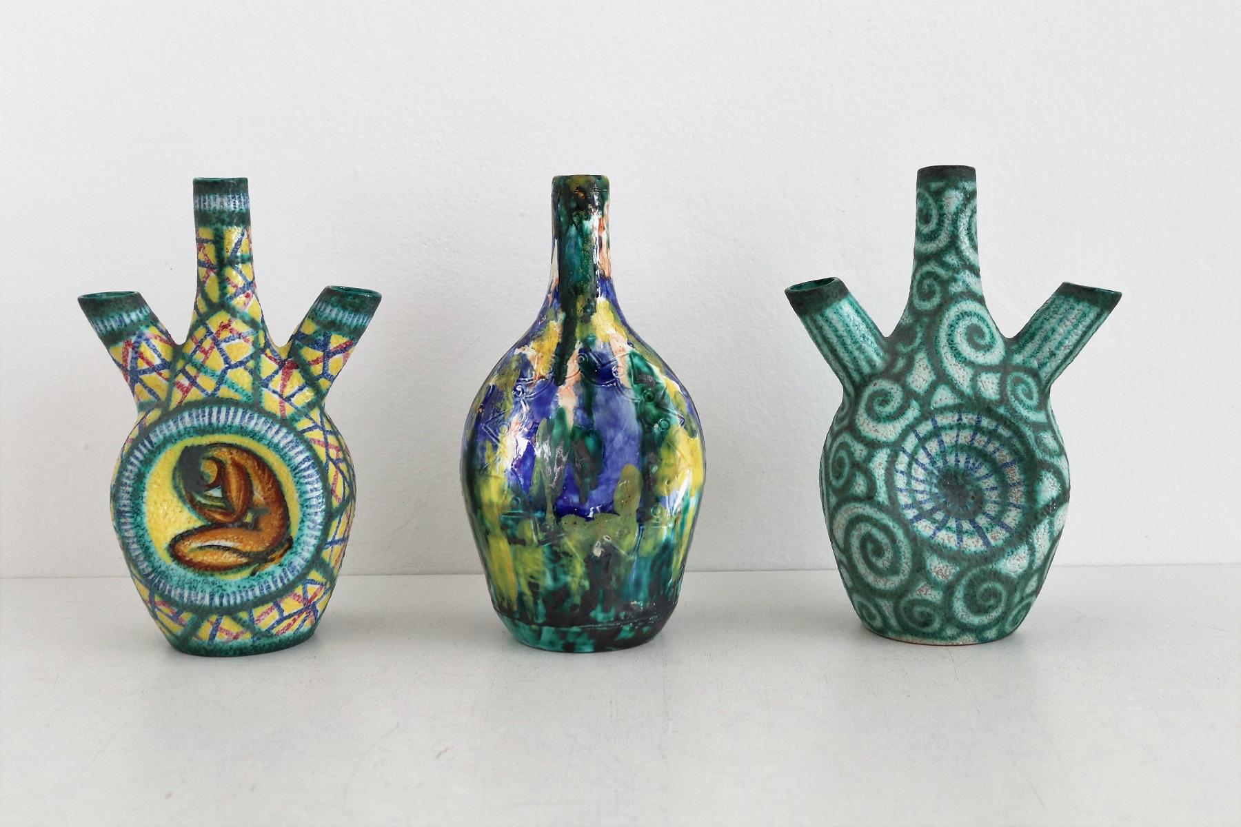 Giuseppe Barile Albisola Italian Midcentury Modern Pottery Vase, 1950s For Sale 2