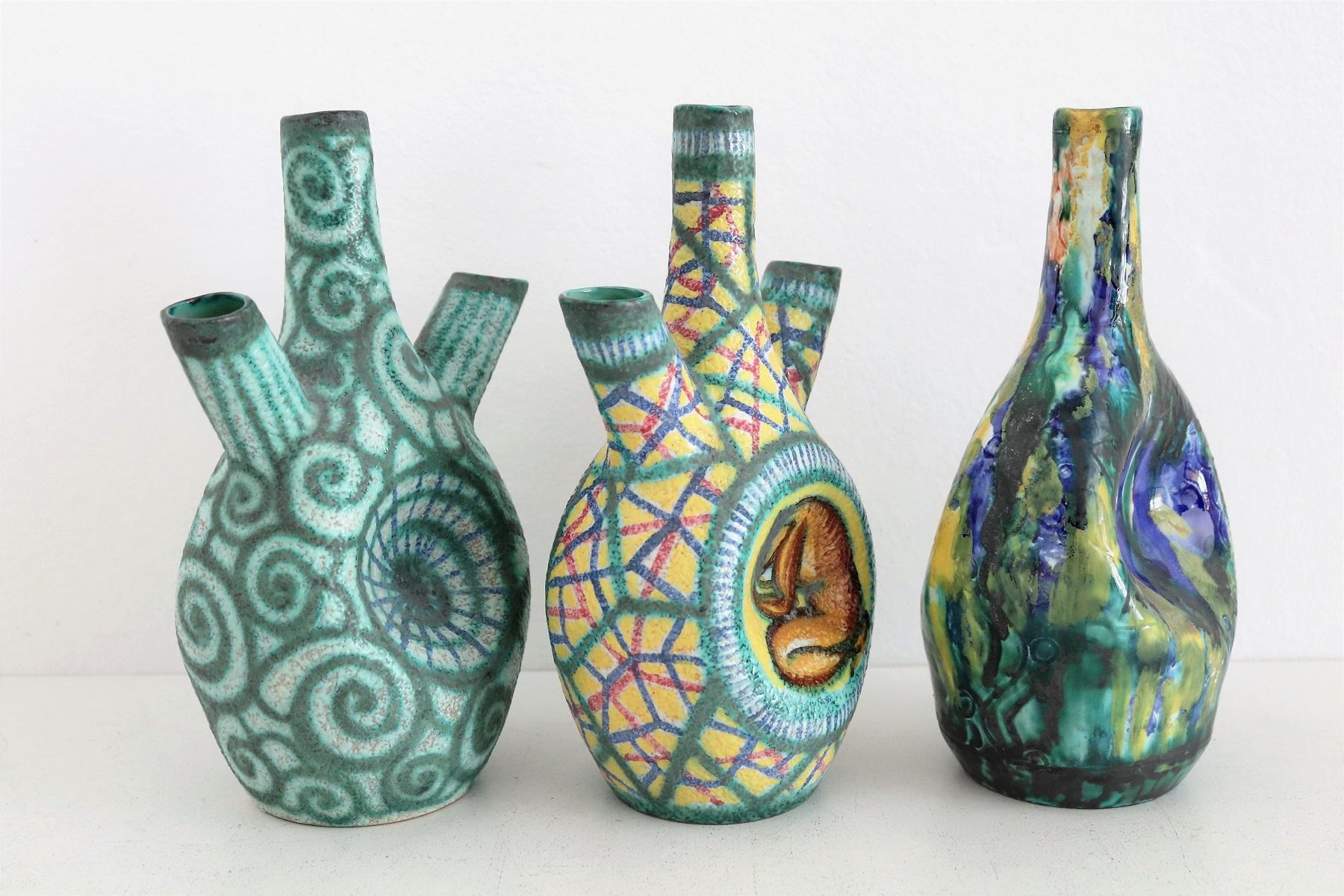 1950s Giuseppe Barile Albisola Italian Mid-Century Modern Pottery Vase 4
