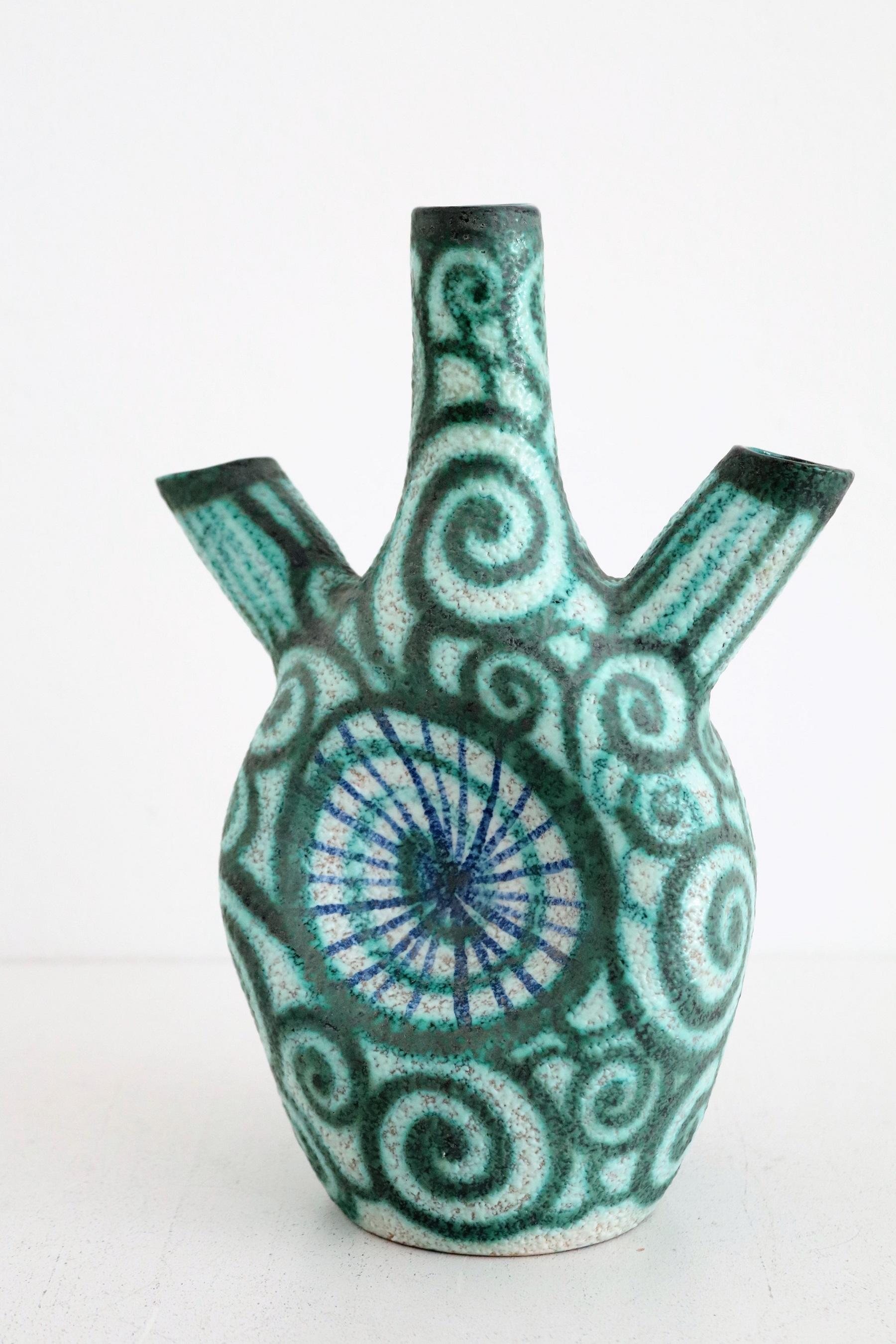 Mid-Century Modern Giuseppe Barile Albisola Italian Midcentury Modern Pottery Vase, 1950s For Sale