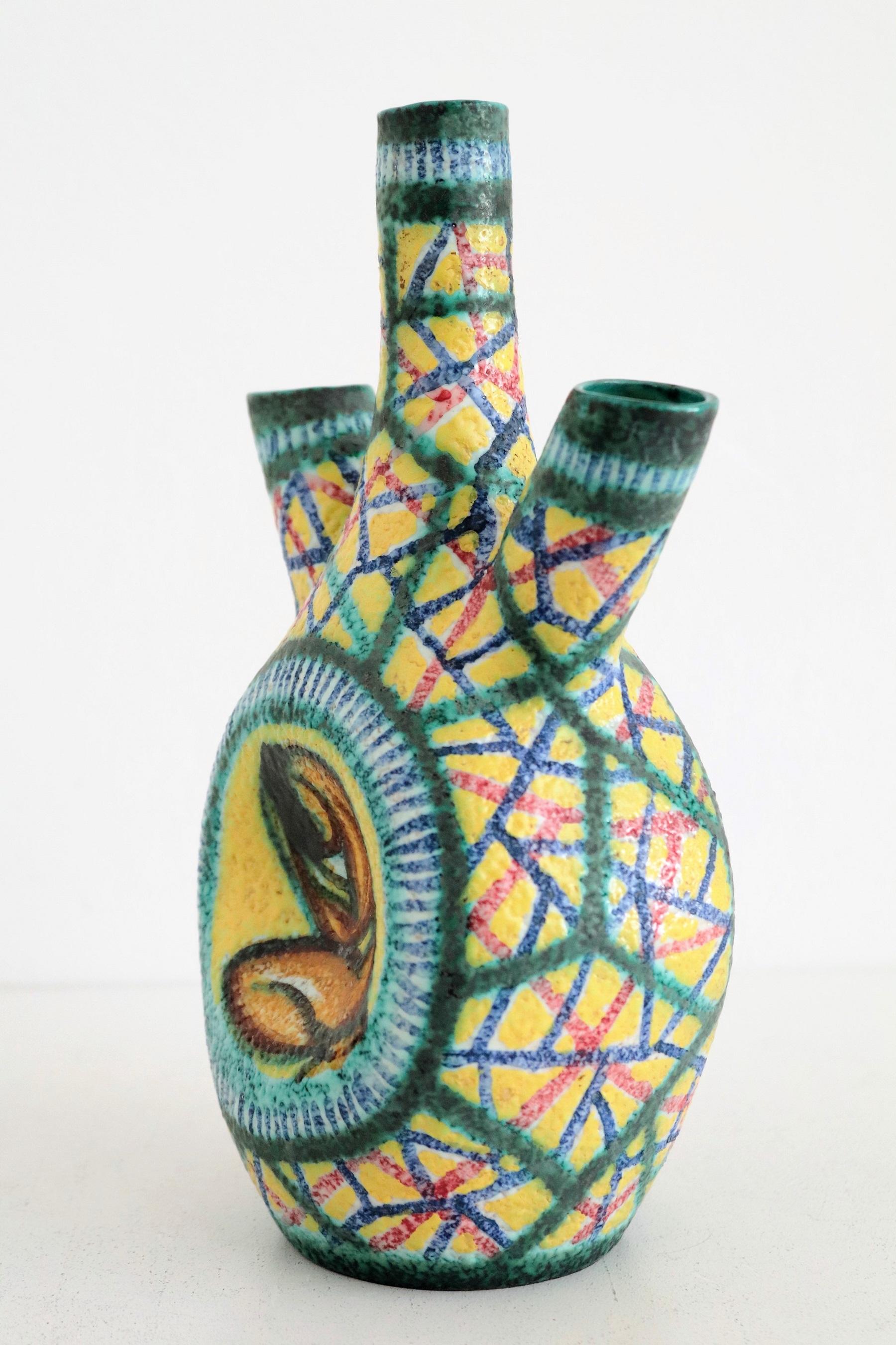 1950s Giuseppe Barile Albisola Italian Mid-Century Modern Pottery Vase In Good Condition In Morazzone, Varese
