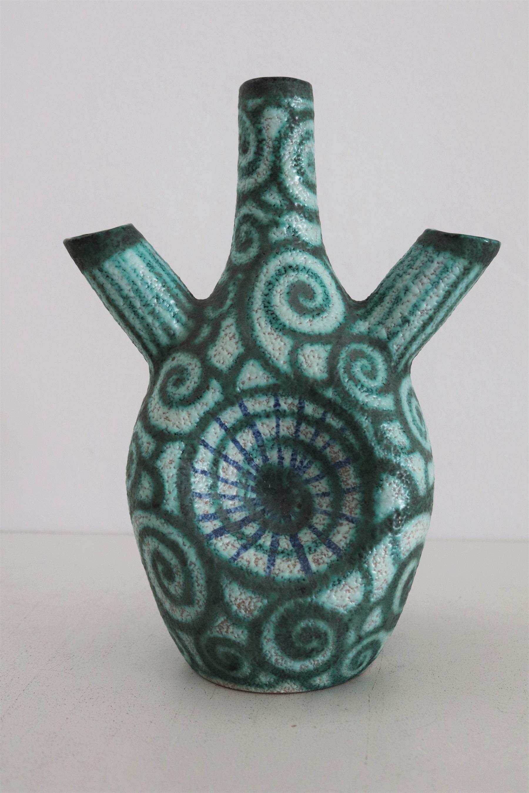 Ceramic Giuseppe Barile Albisola Italian Midcentury Modern Pottery Vase, 1950s For Sale