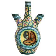 Vase en poterie italienne mi-siècle moderne Giuseppe Barile Albisola des années 1950