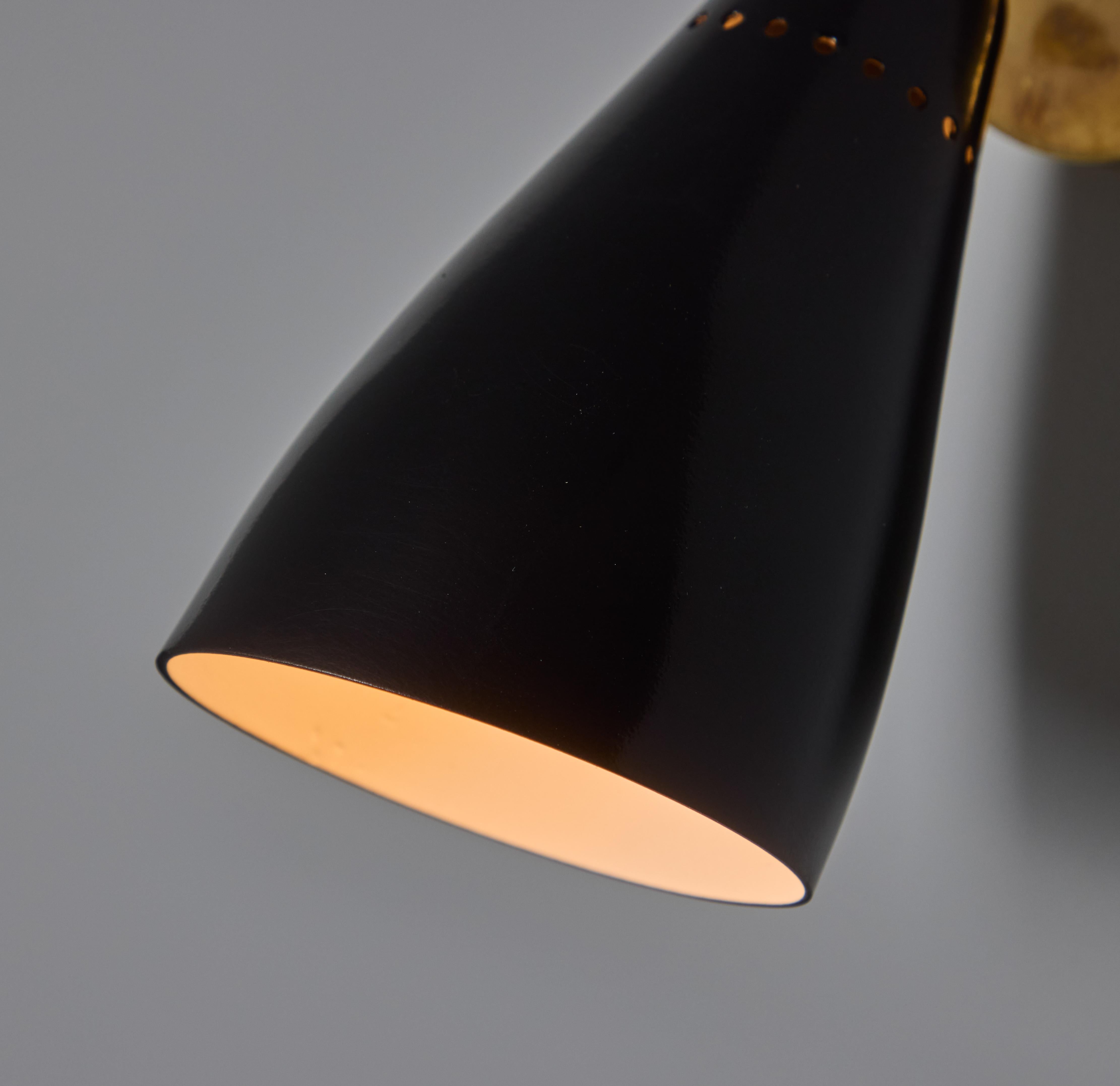 Aluminum 1950s Giuseppe Ostuni Model #101 Black Articulating Sconce for O-Luce For Sale
