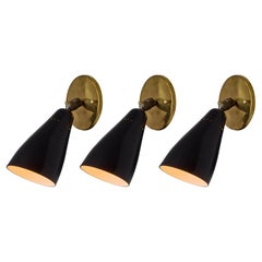 1950s Giuseppe Ostuni Model #101 Black Articulating Sconce for O-Luce