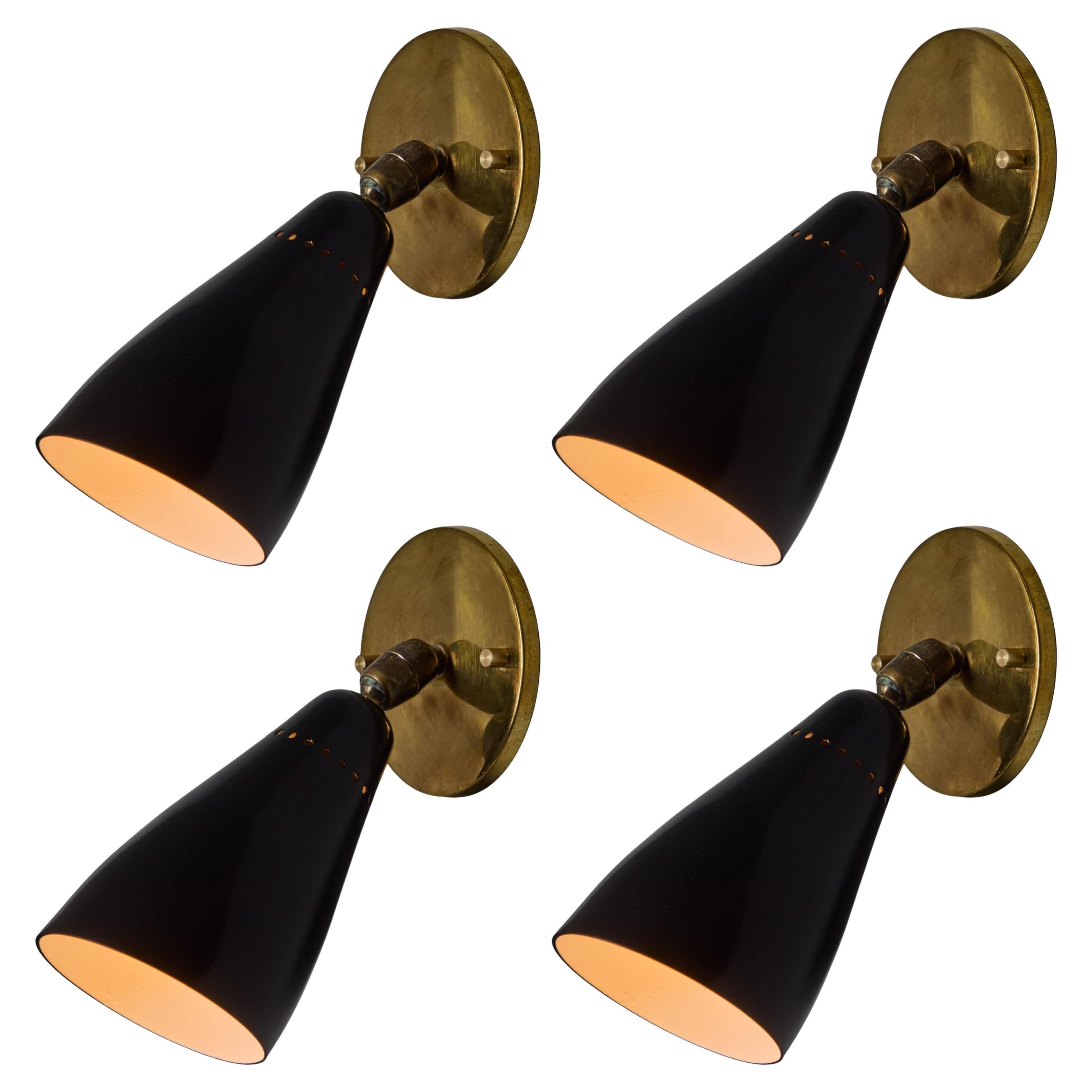 1950s Giuseppe Ostuni Model #101 Black Articulating Sconce for O-Luce